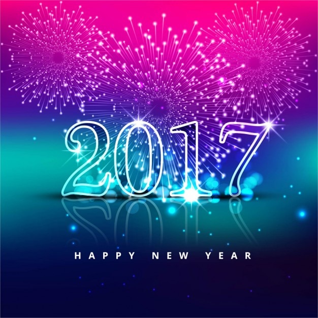 Pink, blue and purple background with glass numbers for new year