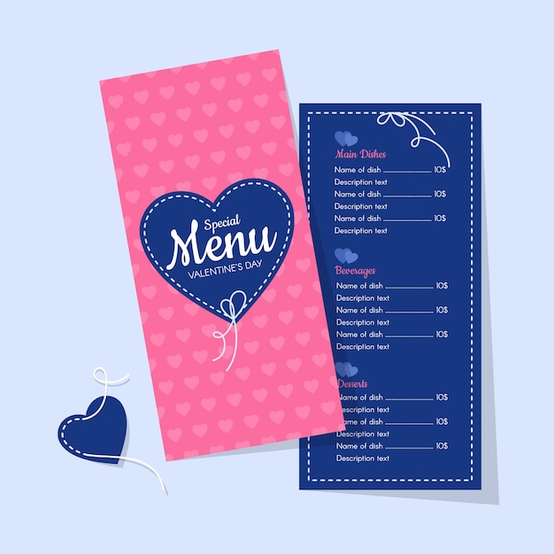 핑크와 블루 레스토랑 발렌타인 메뉴