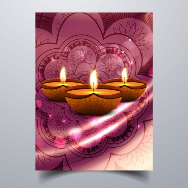 Pink brochure with ornaments for diwali