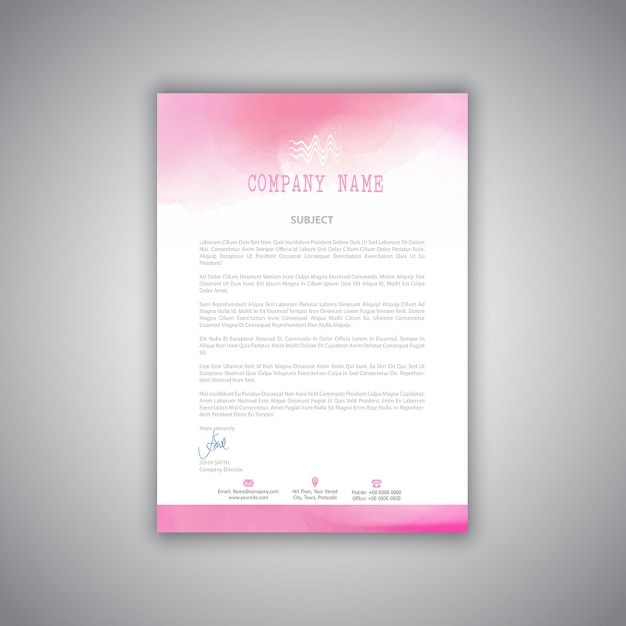 Free vector pink brochure with watercolors