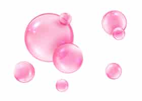 Free vector pink bubbles on white background collagen bubbles fizzy sparkles bubble gum