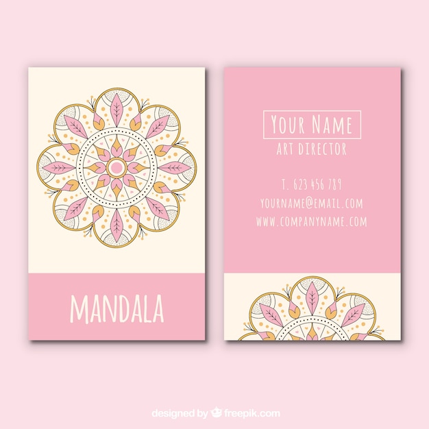 Pink business card mandala design