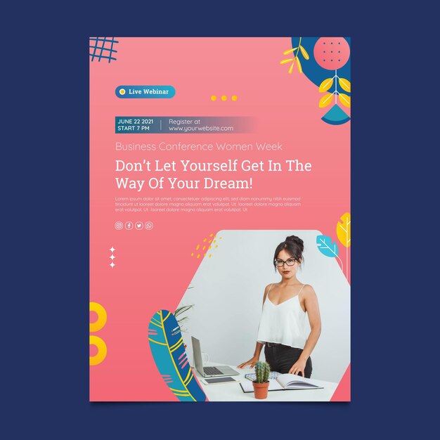 pink businesswoman poster template