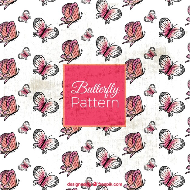 Pink butterfly patter background