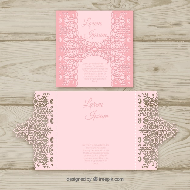 Free vector pink card with laser cut