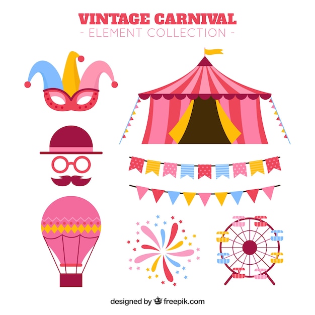 Free vector pink carnival elements collection