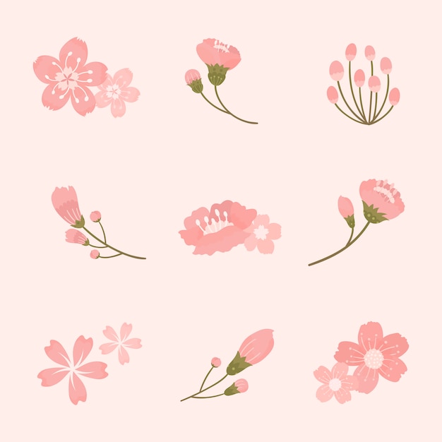 ピンクの桜の要素コレクションベクトル