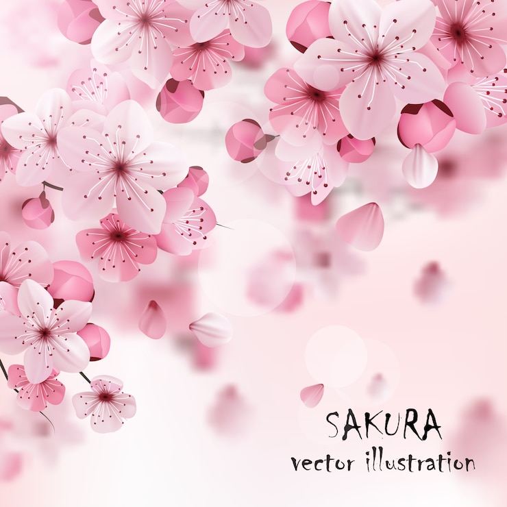 Free Vector pink cherry sakura print