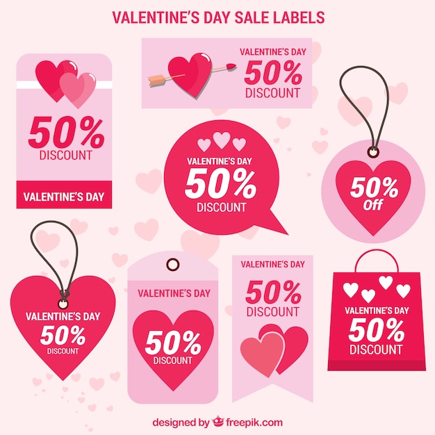 발렌타인 데이 판매 라벨의 핑크 컬렉션