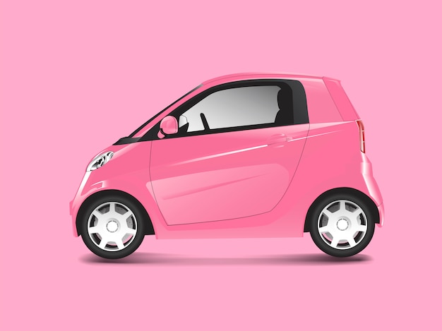 Free vector pink compact hybrid car vector