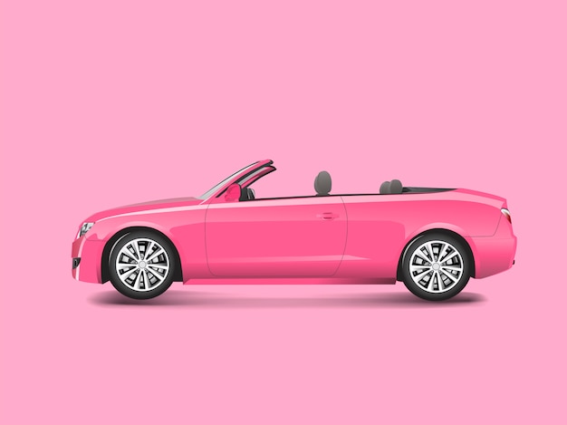 Pink Convertible In A Pink Background Vector