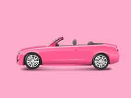 Free vector pink convertible in a pink background vector