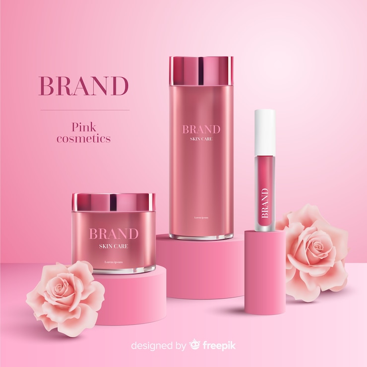 Free Vector pink cosmetic ad