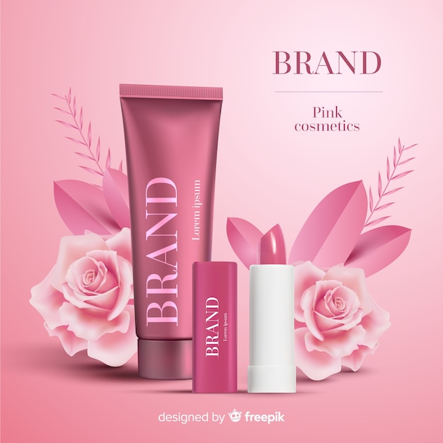 Free vector pink cosmetic ad