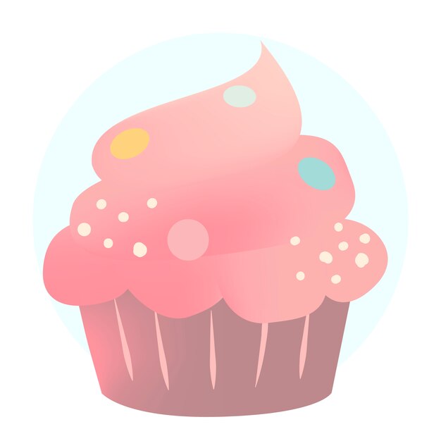 ピンククリーミーなカップケーキのデザインベクトル