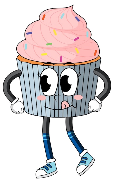 Pink cupcake with arms and legs