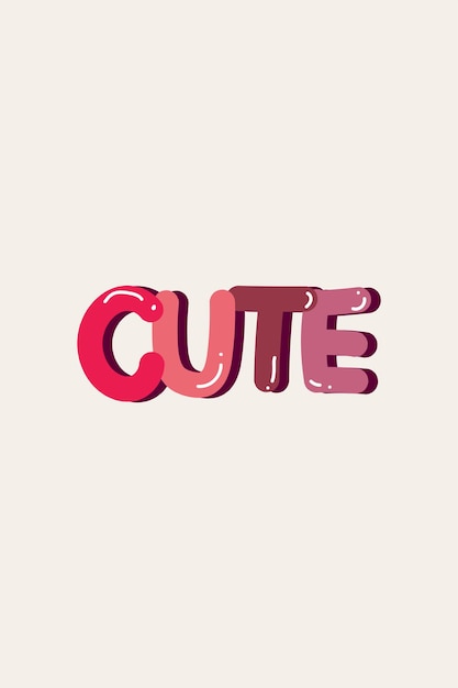 Free vector pink cute word on off white background