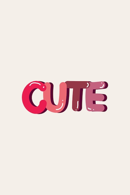 Pink cute word on off white background