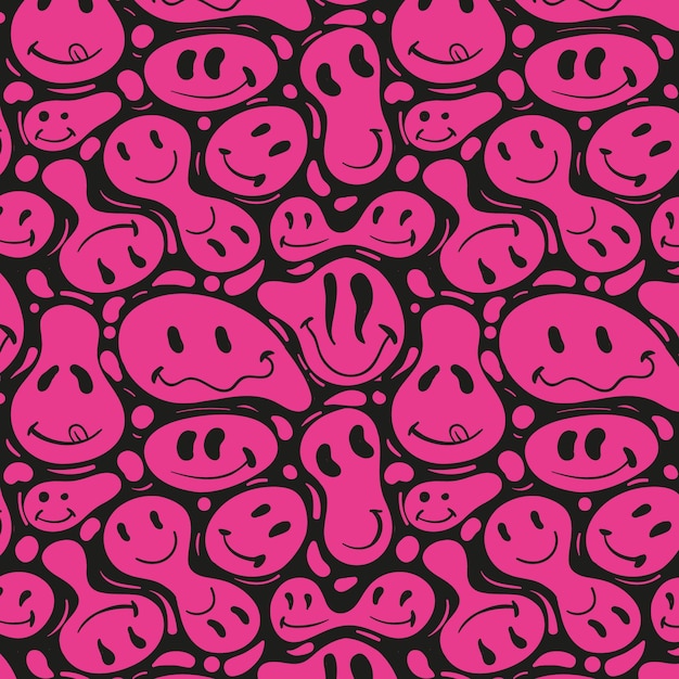 핑크 왜곡 된 이모티콘 패턴