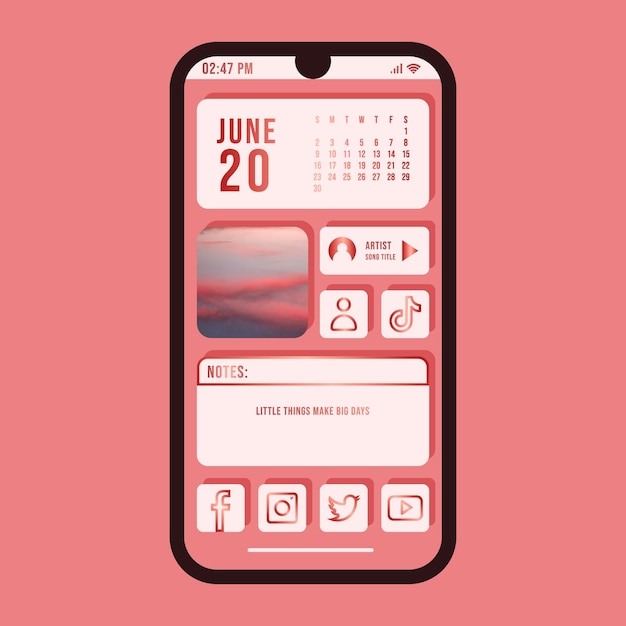 Free vector pink elegant home screen