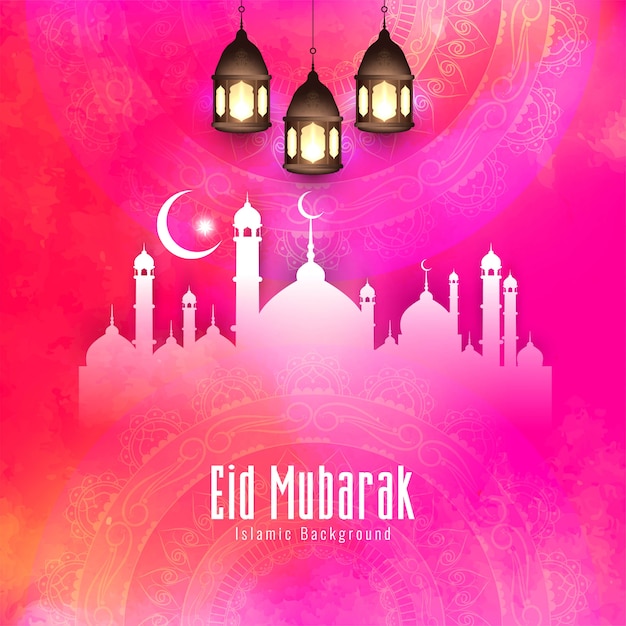 Free vector pink elegant stylish eid mubarak