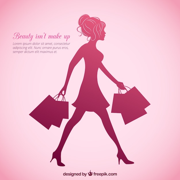 Pink female silhouette background