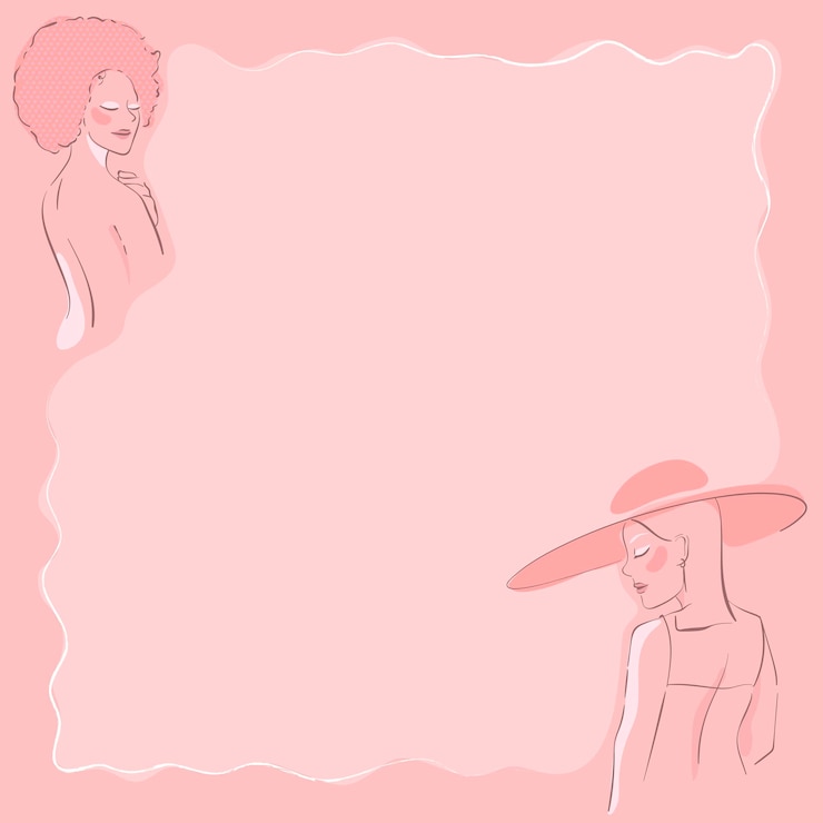 Free Vector pink feminine line art frame vector