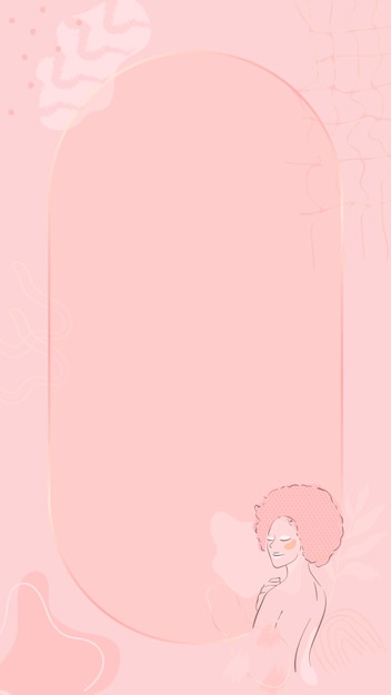 Free vector pink feminine line art frame vector