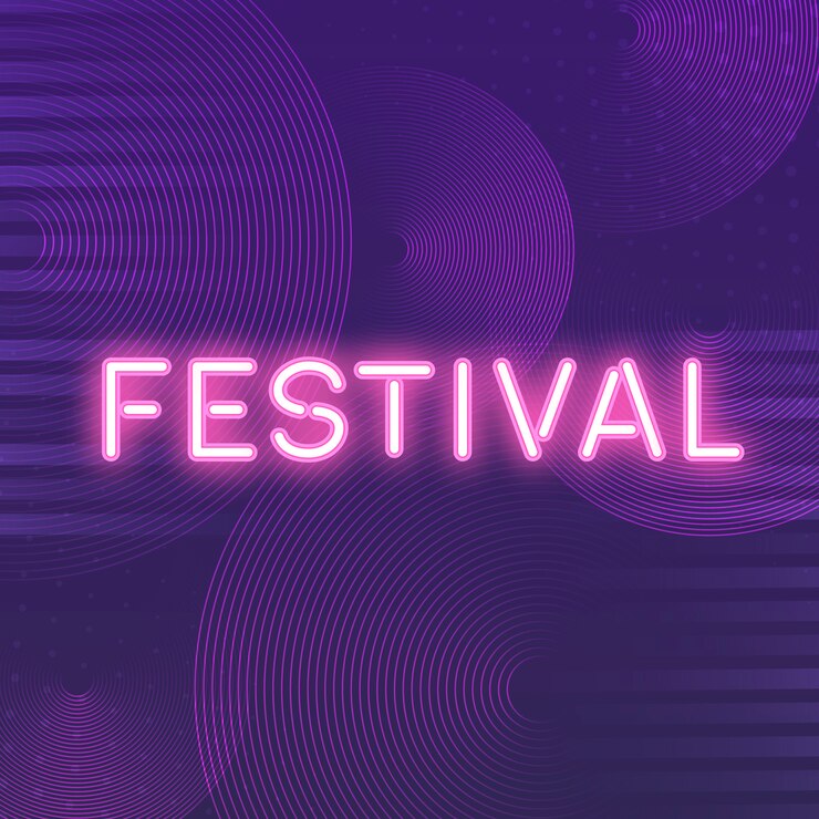 Free Vector pink festival neon signboard vector