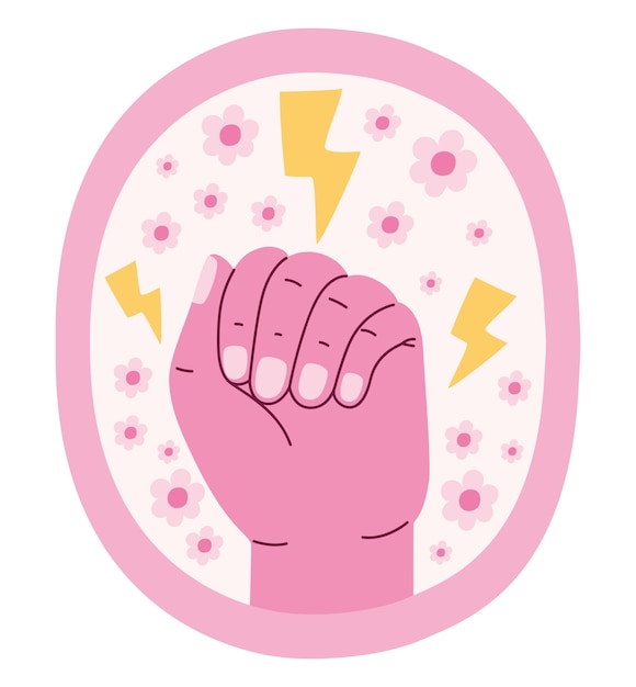 Free vector pink fist with thunders