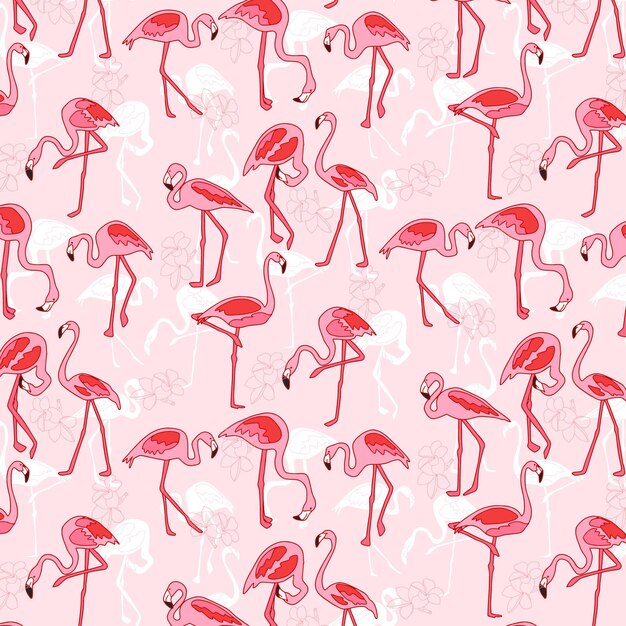 Pink flamingo pattern background