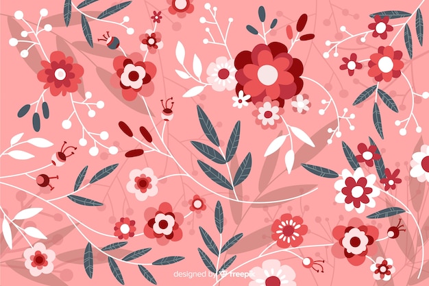 Pink flat beautiful floral background