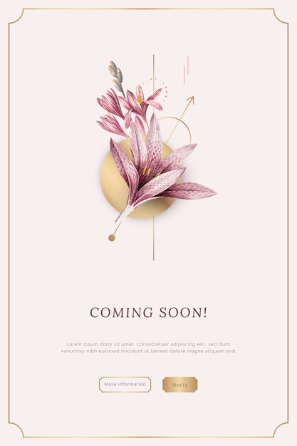 Pink floral coming soon announcement banner