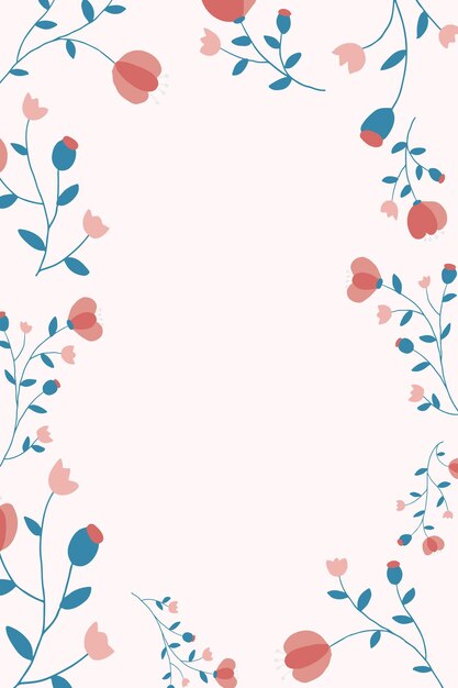 Pink floral frame background vector feminine style