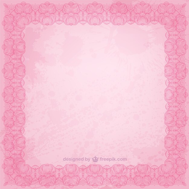 Pink floral frame vector