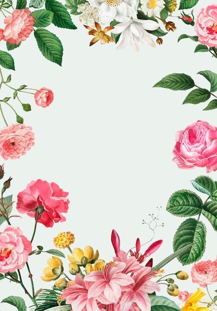 Бесплатное векторное изображение Розовая цветочная рамка