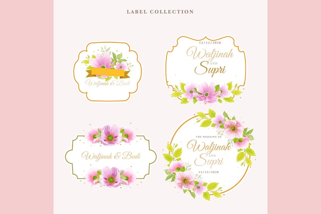 Pink floral label in vintage style