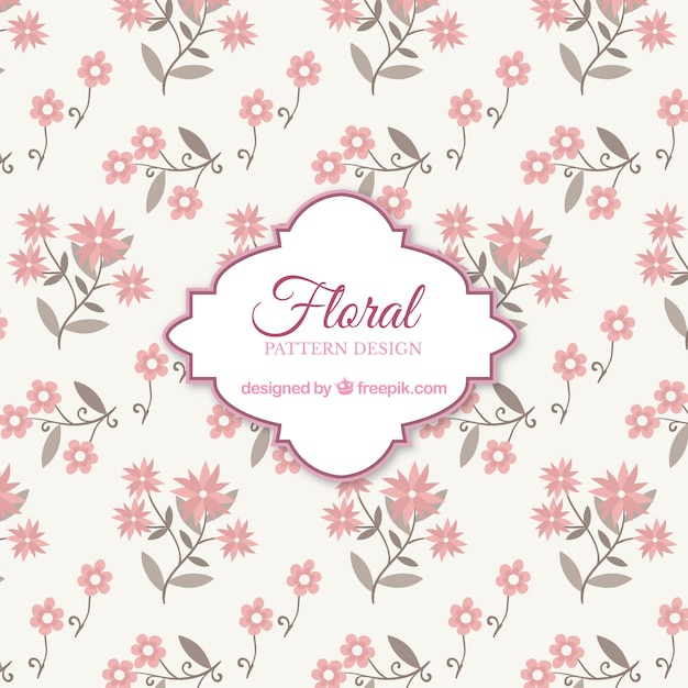 Pink floral pattern background with flat design