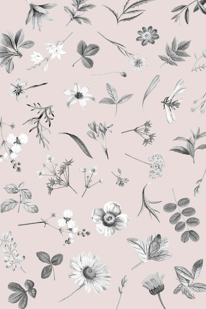 Free vector pink floral wallpaper design vector