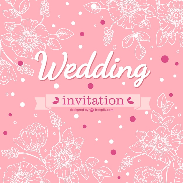 Pink floral wedding card 