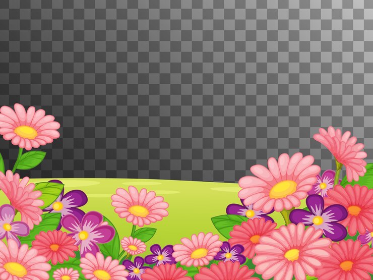 Free Vector pink flower field on transparent 