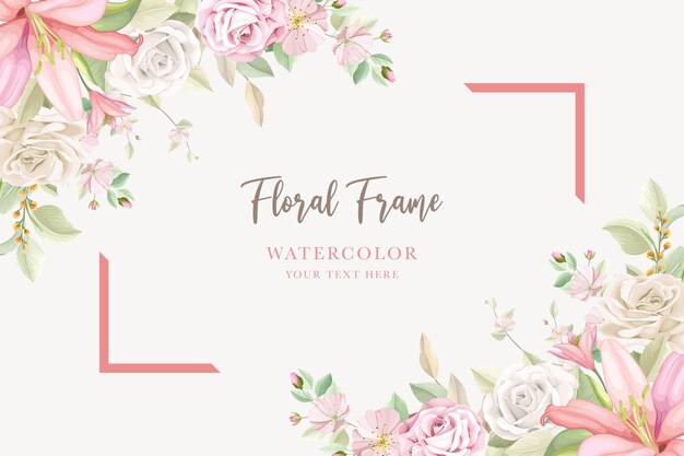 Pink flower frame background