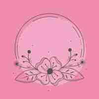 Free vector pink flower and leafs