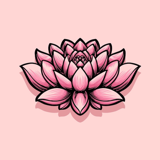 Векторная иллюстрация розового цветка лотоса