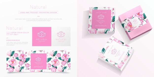 Pink flower packaging template.