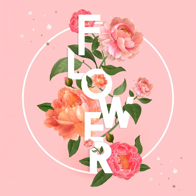 Free vector pink flower typography