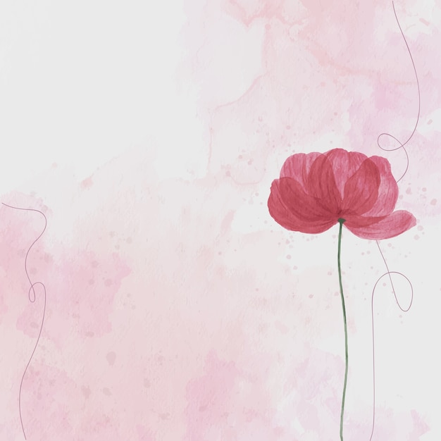 Pink flower, watercolor background