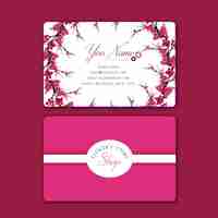 Free vector pink flowers business card