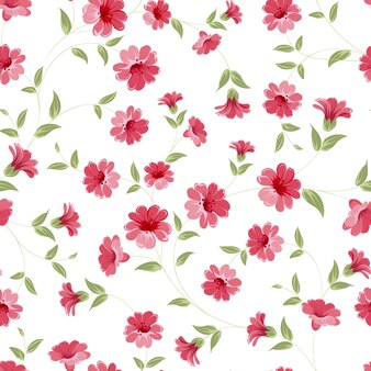 Pink flowers fabric, seampless pattern. vector illustration.