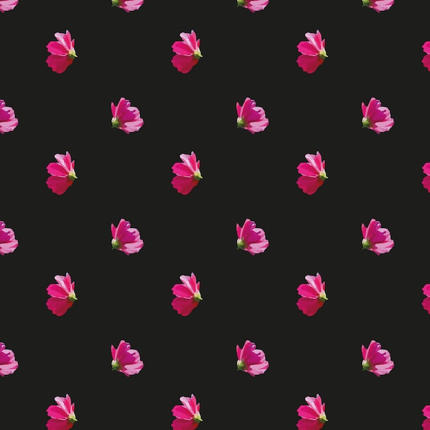 Free vector pink flowers pattern on black background